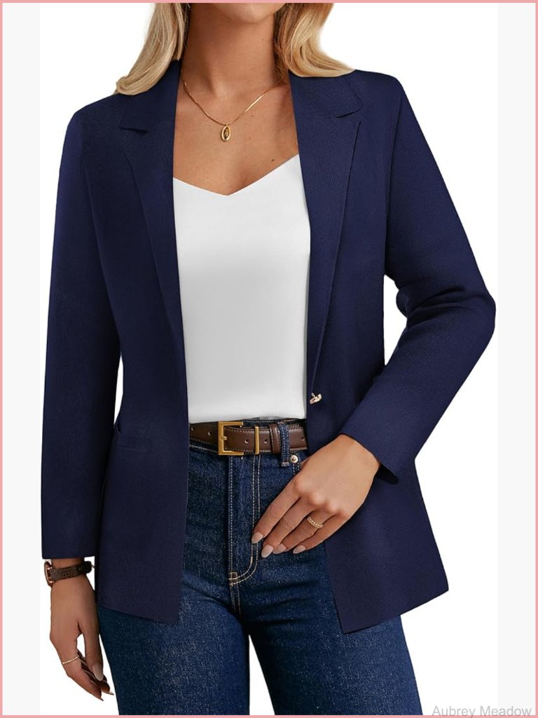 Sweater Blazer For Women Business Casual Long Sleeve Open Front Knit Cardigan